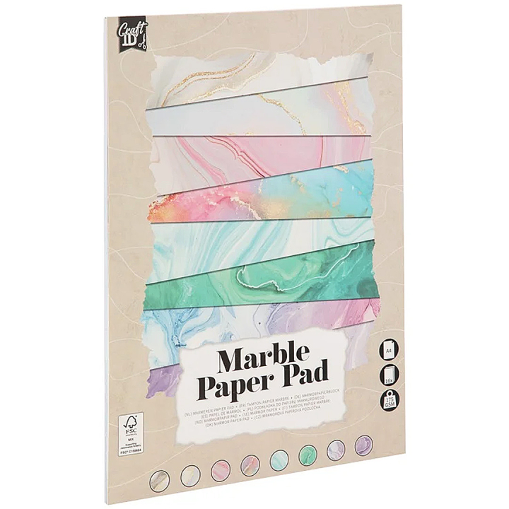 Marmerpapier A4 175g 16 vellen in de groep Kids / Leuk en leerzaam / Knutselpapier & Tekenblok voor kinderen / Gekleurd papier voor kinderen bij Voorcrea (134910)