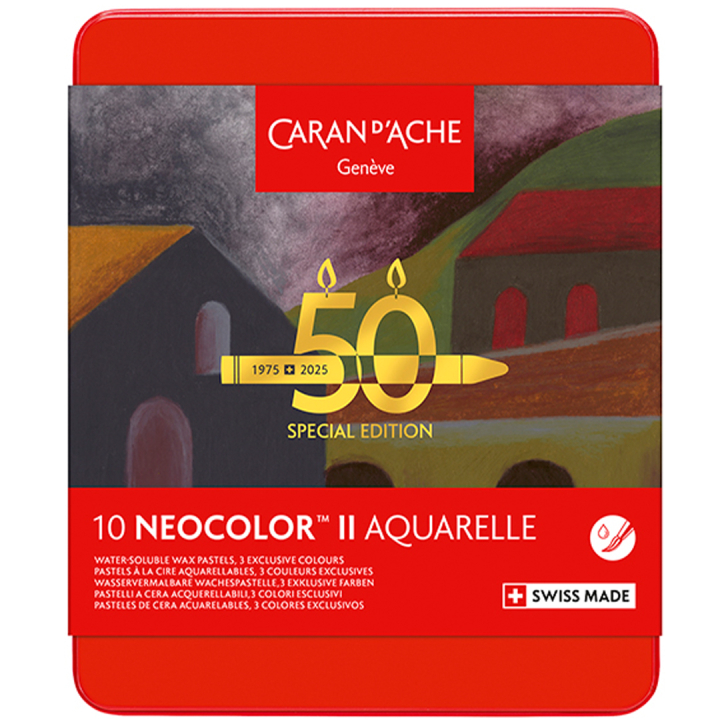 Neocolor II Aquarelle 50 Years Dark 10-set in de groep Kunstenaarsmateriaal / Kunstenaarsverf / Pastel / Wax pastels bij Voorcrea (135632)