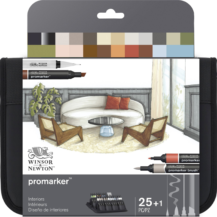 Promarker Interiors Wallet 25-sett in de groep Pennen / Kunstenaarspotloden en -stiften / Illustratiemarkers bij Voorcrea (135656)