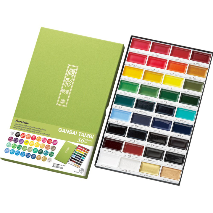 Gansai Tambi Aquarel 36-set in de groep Kunstenaarsmateriaal / Kunstenaarsverf / Aquarelverf / Aquarelverf in napje bij Voorcrea (135661)