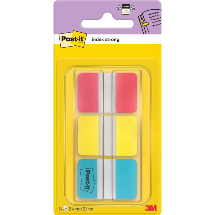Post-it Index Tabs 25,4 x 38,1 mm Strong, 3 kleuren in de groep Papier & Blokken / Schrijven en noteren / Post-it en notitieblokjes bij Voorcrea (135701)