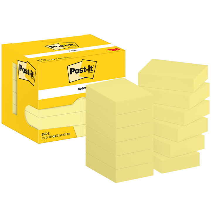 Post‑it 38×51 geel 12‑pack in de groep Papier & Blokken / Schrijven en noteren / Post-it en notitieblokjes bij Voorcrea (135708)