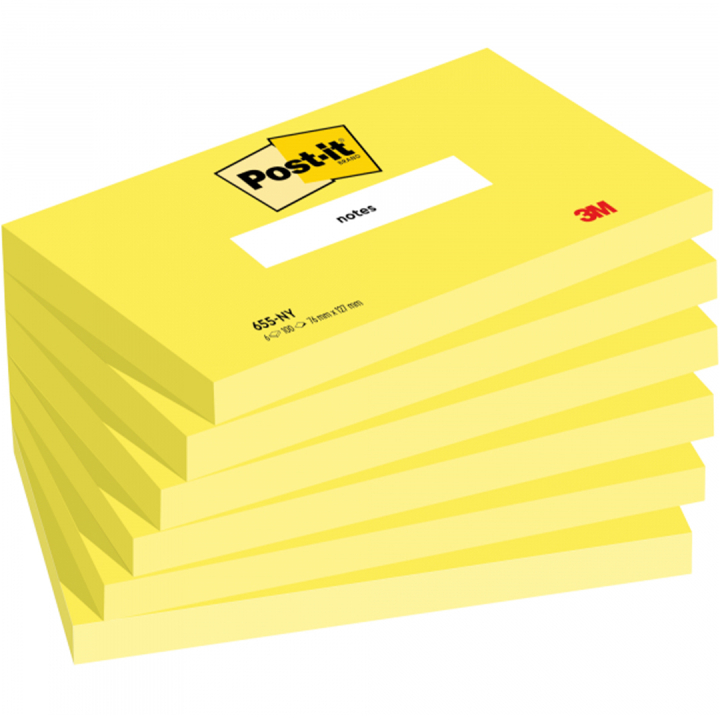 Post-it 76×127 Neongeel 6-pack in de groep Papier & Blokken / Schrijven en noteren / Post-it en notitieblokjes bij Voorcrea (135714)