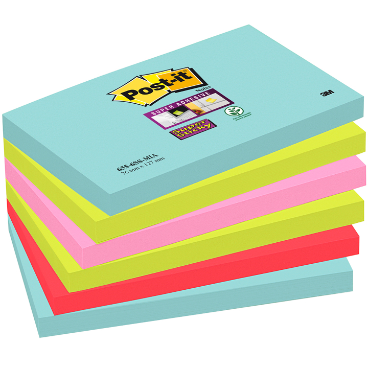 Post-it Super Sticky 76x127 Kleurenmix Cosmic 6-pack in de groep Papier & Blokken / Schrijven en noteren / Post-it en notitieblokjes bij Voorcrea (135732)