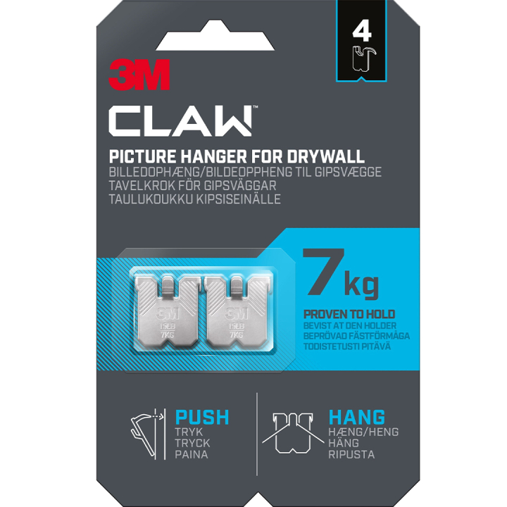 Claw Tavelhaak voor gipswand 7 kg 4-pack in de groep Creëren & Hobby / Organiseren / Lijsten / Ophangsysteem voor lijsten bij Voorcrea (135741)