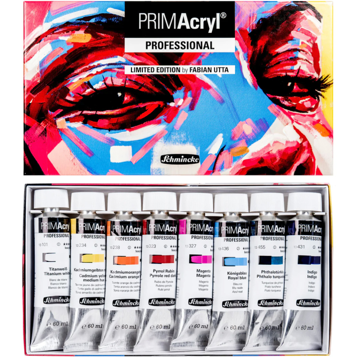 PRIMAcryl Acrylverf 60 ml 8-delige set Fabian Utta in de groep Kunstenaarsmateriaal / Kunstenaarsverf / Acrylverf bij Voorcrea (136013)