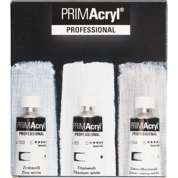 PRIMAcryl Acrylverf 35 ml Wit 3-delige set in de groep Kunstenaarsmateriaal / Kunstenaarsverf / Acrylverf bij Voorcrea (136015)