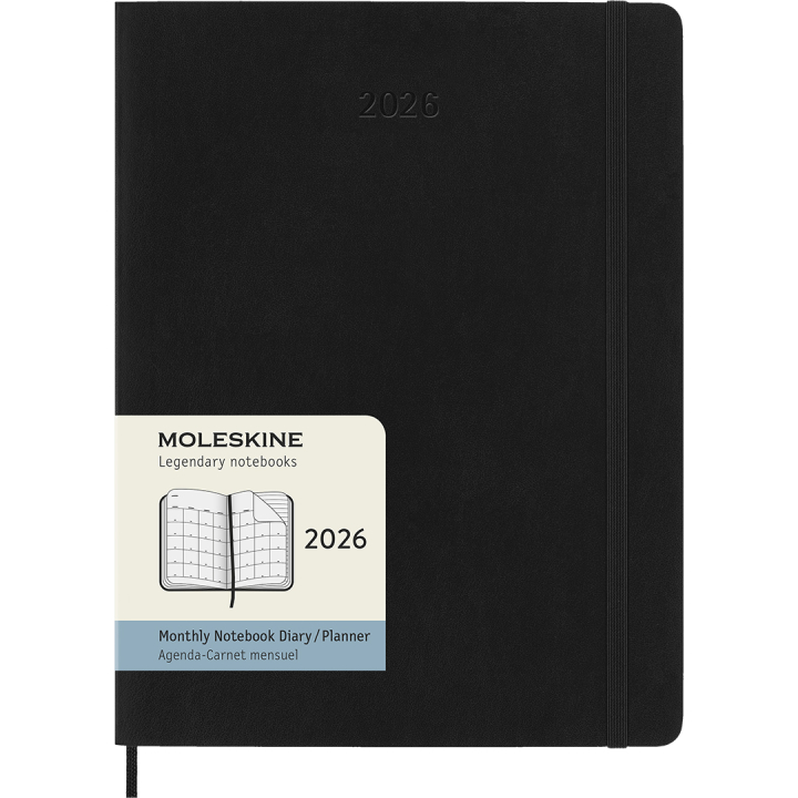 Kalender 12M Monthly 2026 Softcover XL Black in de groep Papier & Blokken / Kalenders en agenda's / 12 maanden agenda's bij Voorcrea (136099)