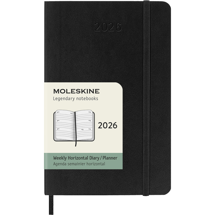 Kalender 12M Weekly Horizontal 2026 Softcover Pocket Black in de groep Papier & Blokken / Kalenders en agenda's / 12 maanden agenda's bij Voorcrea (136109)