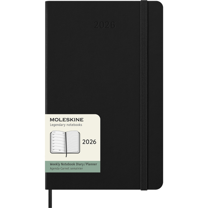 Kalender 12M Weekly Notebook 2026 Hardcover Large Black in de groep Papier & Blokken / Kalenders en agenda's / 12 maanden agenda's bij Voorcrea (136110)