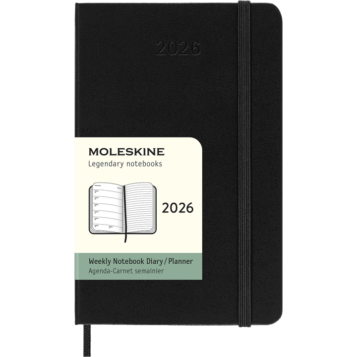 Kalender 12M Weekly Notebook 2026 Hardcover Pocket Black in de groep Papier & Blokken / Kalenders en agenda's / 12 maanden agenda's bij Voorcrea (136118)