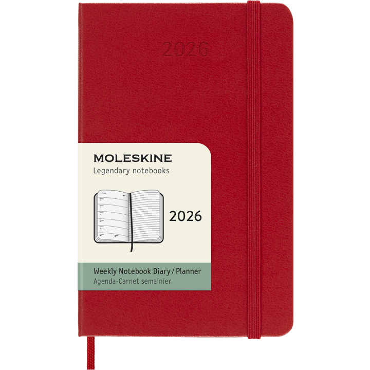 Kalender 12M Weekly Notebook 2026 Hardcover Pocket Red in de groep Papier & Blokken / Kalenders en agenda's / 12 maanden agenda's bij Voorcrea (136123)