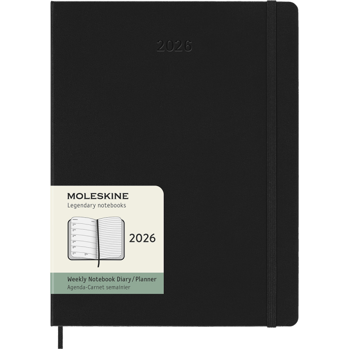 Kalender 12M Weekly Notebook 2026 Hardcover XL Black in de groep Papier & Blokken / Kalenders en agenda's / 12 maanden agenda's bij Voorcrea (136126)