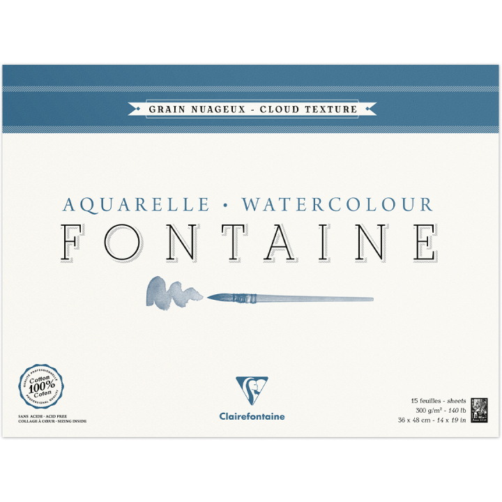Fontaine Aquarelblok Cloud Texture 36x48 cm 300g in de groep Papier & Blokken / Tekenblokken / Aquarelblokken bij Voorcrea (136138)