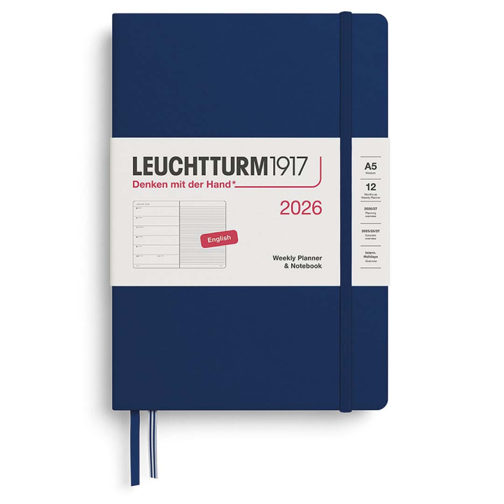 Kalender Weekly Planner & Notebook 2026 A5 Navy in de groep Papier & Blokken / Kalenders en agenda's / 12 maanden agenda's bij Voorcrea (136228)