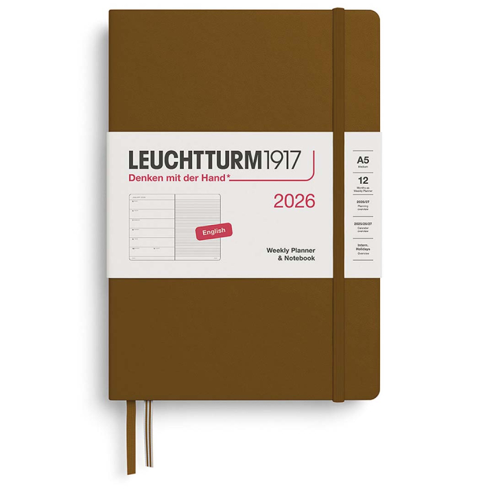 Kalender Weekly Planner & Notebook 2026 A5 Spice Brown in de groep Papier & Blokken / Kalenders en agenda's / 12 maanden agenda's bij Voorcrea (136229)