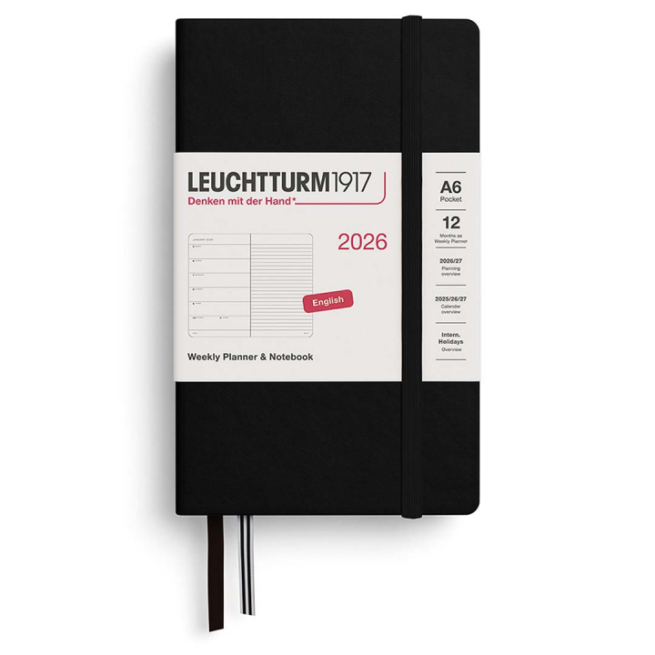 Kalender Weekly Planner & Notebook 2026 A6 Black in de groep Papier & Blokken / Kalenders en agenda's / 12 maanden agenda's bij Voorcrea (136230)