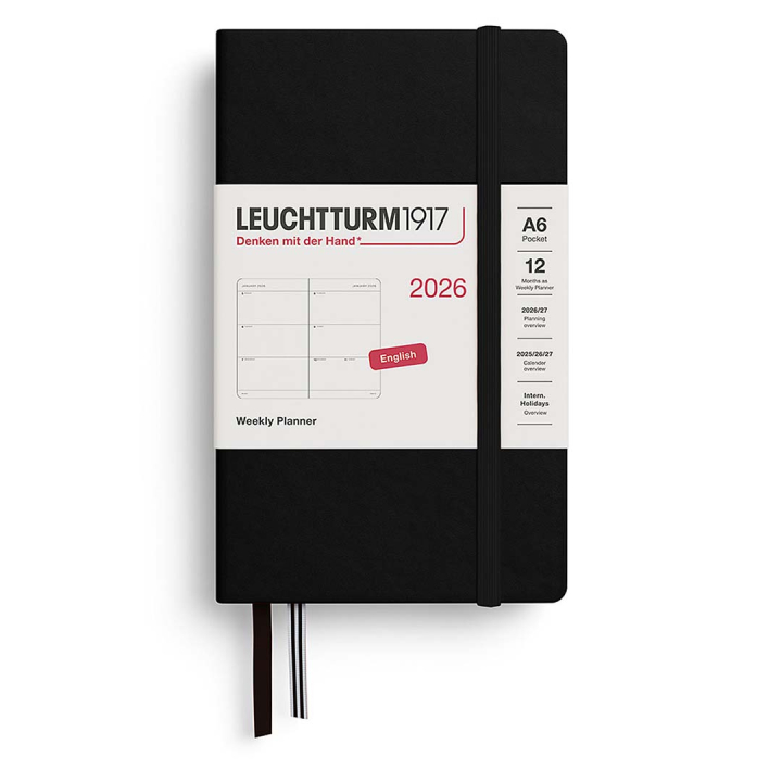 Kalender Weekly Planner 2026 A6 Black in de groep Papier & Blokken / Kalenders en agenda's / 12 maanden agenda's bij Voorcrea (136259)