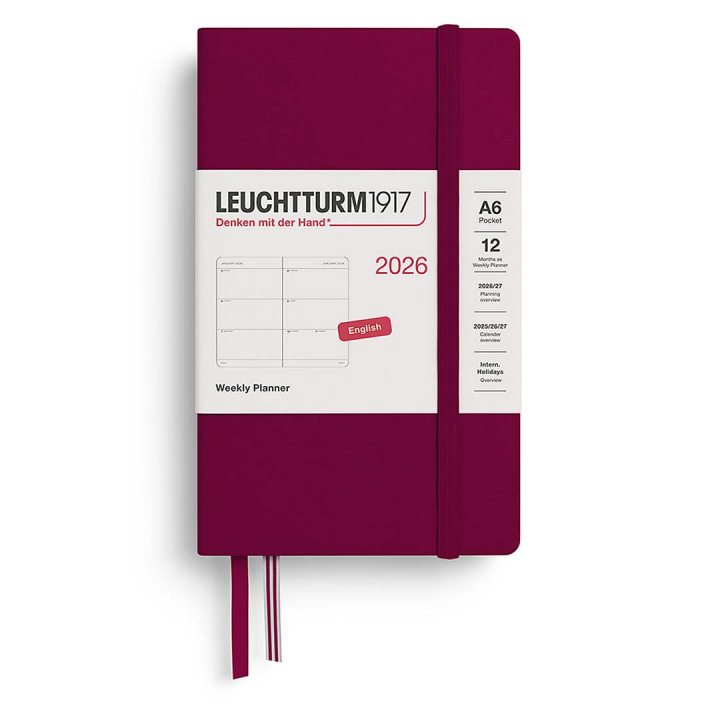 Kalender Weekly Planner 2026 A6 Port Red in de groep Papier & Blokken / Kalenders en agenda's / 12 maanden agenda's bij Voorcrea (136261)