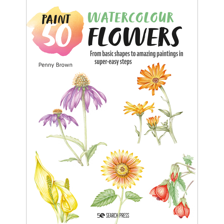 Paint 50: Watercolour Flowers in de groep Creëren & Hobby / Boeken / Instructieboeken bij Voorcrea (136318)