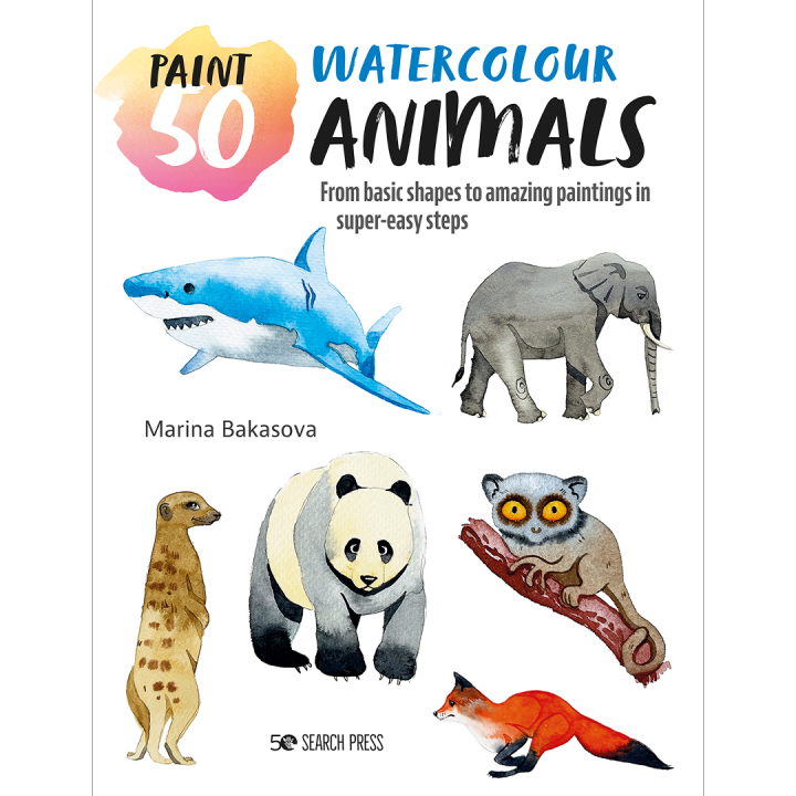 Paint 50: Watercolour Animals in de groep Creëren & Hobby / Boeken / Instructieboeken bij Voorcrea (136319)