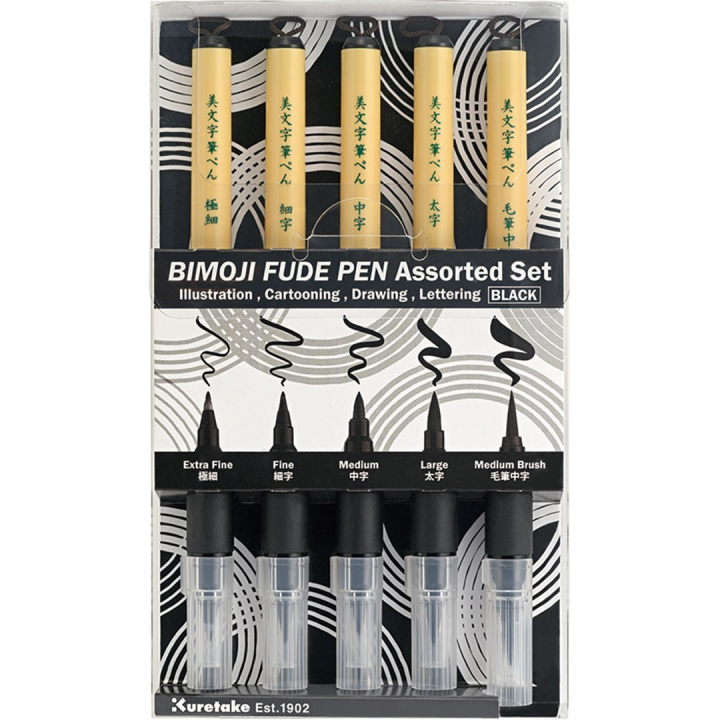 Bimoji Fude Brush Pen 5-set in de groep Pennen / Kunstenaarspotloden en -stiften / Brushpennen bij Voorcrea (136420)