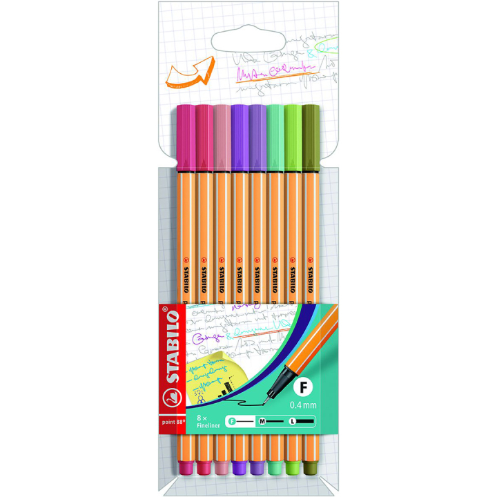 Point 88 Fineliner 8-pack in de groep Pennen / Schrijven / Fineliners bij Voorcrea (136795)
