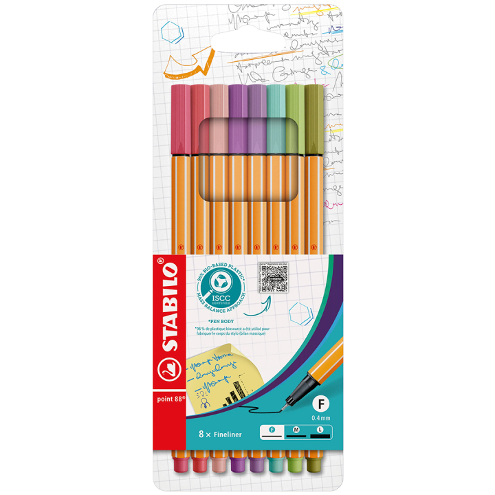 Point 88 Fineliner 8-pack in de groep Pennen / Schrijven / Fineliners bij Voorcrea (136795)