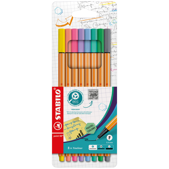 Point 88 Fineliner 8-pack Pastel in de groep Kundsegment / Kundsegment Art bij Voorcrea (136797)