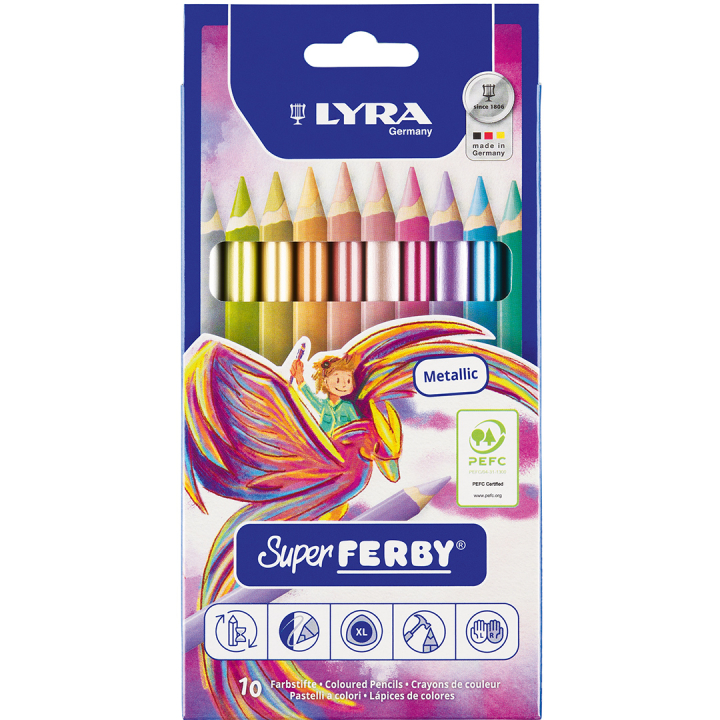 Super Ferby 10-delig metallic set (3+) in de groep Kids / Kinderpotloden en -stiften / Kleurpotloden voor kinderen bij Voorcrea (136892)