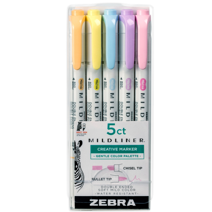 Mildliner 5-pack Gentle  in de groep Pennen / Kunstenaarspotloden en -stiften / Illustratiemarkers bij Voorcrea (137262)