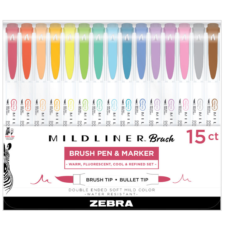 Mildliner Brush 15-pack Friendly  in de groep Pennen / Kunstenaarspotloden en -stiften / Brushpennen bij Voorcrea (137266)