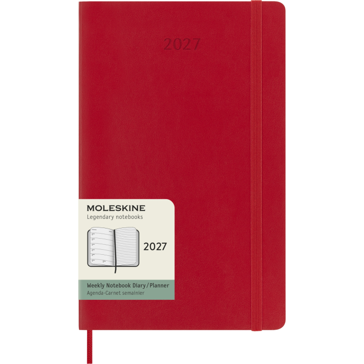 Kalender 12M Weekly Notebook 2027 Softcover Large Red in de groep Papier & Blokken / Kalenders en agenda's / 12 maanden agenda's bij Voorcrea (137456)