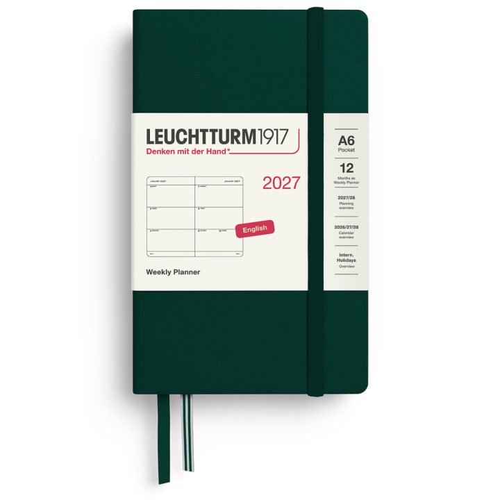 Kalender Weekly Planner 2027 A6 Forest Green in de groep Papier & Blokken / Kalenders en agenda's / 12 maanden agenda's bij Voorcrea (137484)