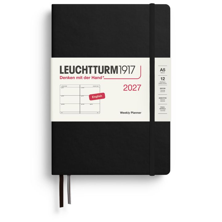 Kalender Weekly Planner 2027 A5 Black in de groep Papier & Blokken / Kalenders en agenda's / 12 maanden agenda's bij Voorcrea (137486)