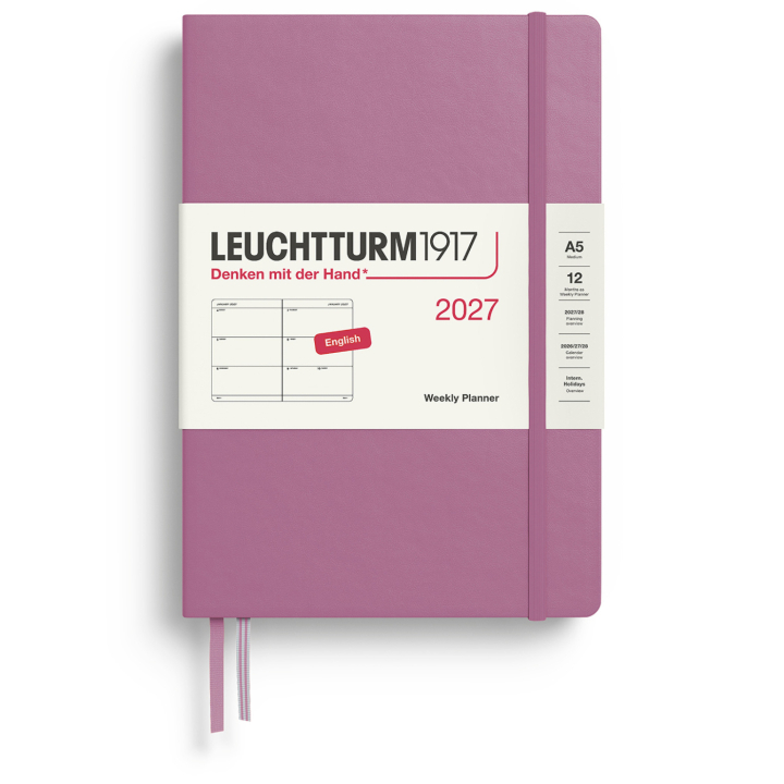 Kalender Weekly Planner 2027 A5 Dusty Rose in de groep Papier & Blokken / Kalenders en agenda's / 12 maanden agenda's bij Voorcrea (137487)