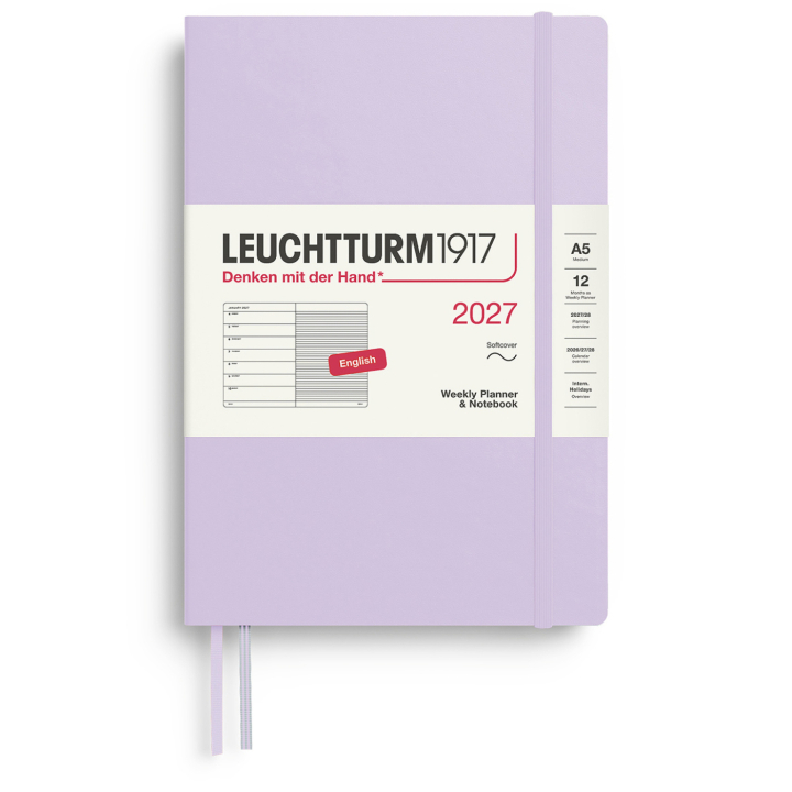 Kalender Weekly Planner & Notebook 2027 A5 Soft Cover Lilac in de groep Papier & Blokken / Kalenders en agenda's / 12 maanden agenda's bij Voorcrea (137494)