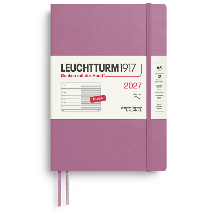Kalender Weekly Planner & Notebook 2027 A5 Soft Cover Dusty Rose in de groep Papier & Blokken / Kalenders en agenda's / 12 maanden agenda's bij Voorcrea (137495)