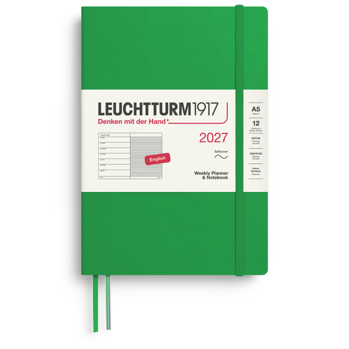 Kalender Weekly Planner & Notebook 2027 A5 Soft Cover Spring Leaf in de groep Papier & Blokken / Kalenders en agenda's / 12 maanden agenda's bij Voorcrea (137501)