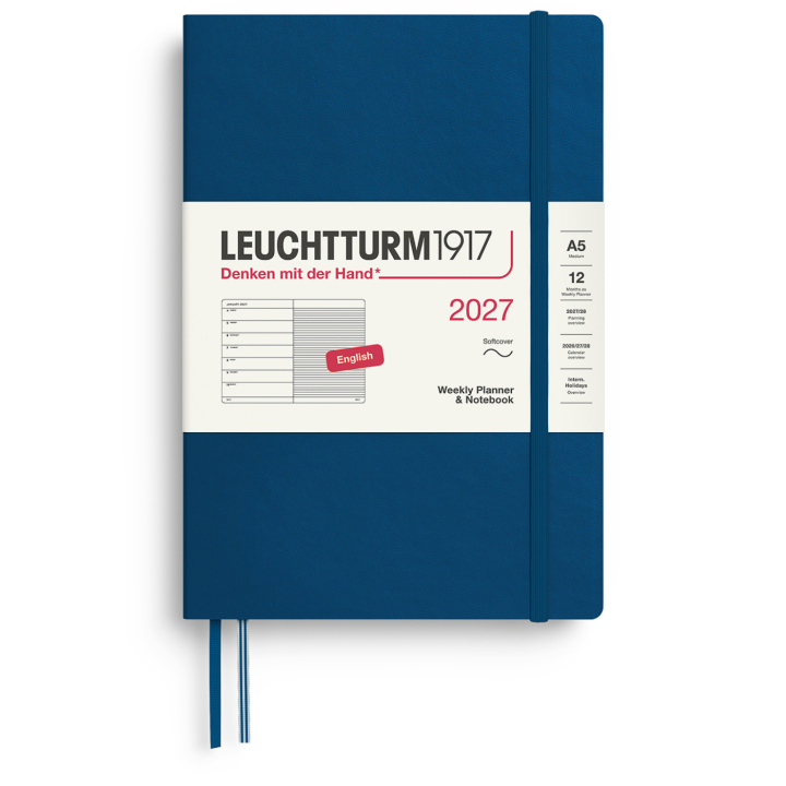 Kalender Weekly Planner & Notebook 2027 A5 Soft Cover Indigo in de groep Papier & Blokken / Kalenders en agenda's / 12 maanden agenda's bij Voorcrea (137503)