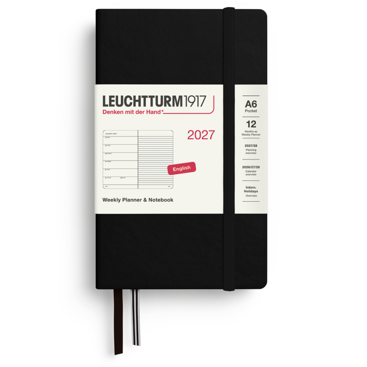 Kalender Weekly Planner & Notebook 2027 A6 Black in de groep Papier & Blokken / Kalenders en agenda's / 12 maanden agenda's bij Voorcrea (137505)