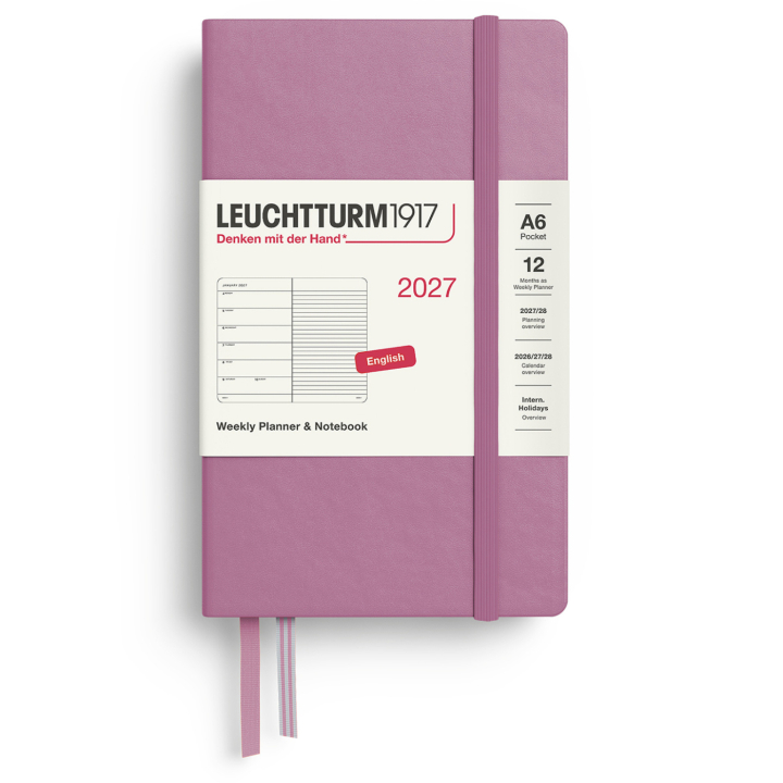 Kalender Weekly Planner & Notebook 2027 A6 Dusty Rose in de groep Papier & Blokken / Kalenders en agenda's / 12 maanden agenda's bij Voorcrea (137506)
