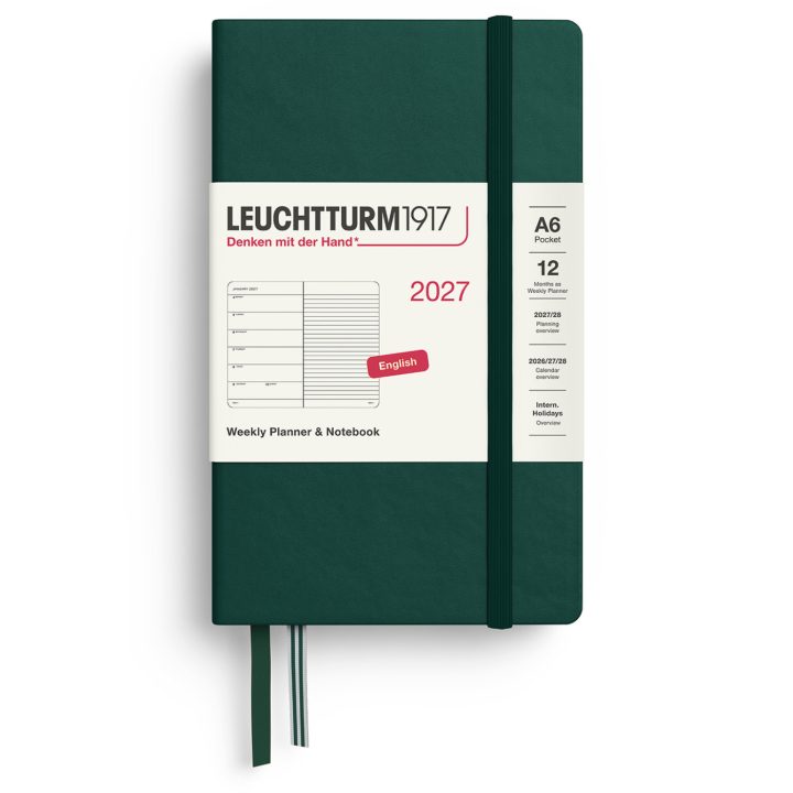 Kalender Weekly Planner & Notebook 2027 A6 Forest Green in de groep Papier & Blokken / Kalenders en agenda's / 12 maanden agenda's bij Voorcrea (137510)