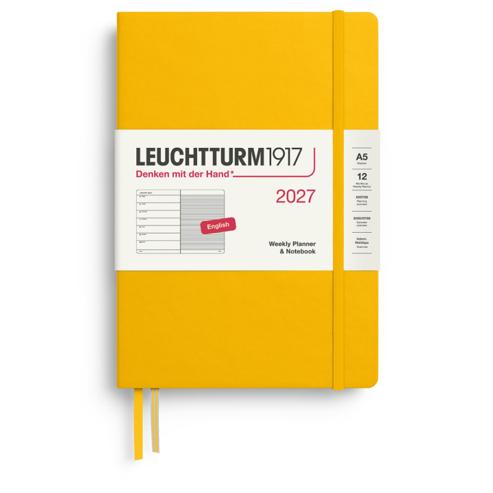 Kalender Weekly Planner & Notebook 2027 A5 Sunflower in de groep Papier & Blokken / Kalenders en agenda's / 12 maanden agenda's bij Voorcrea (137518)