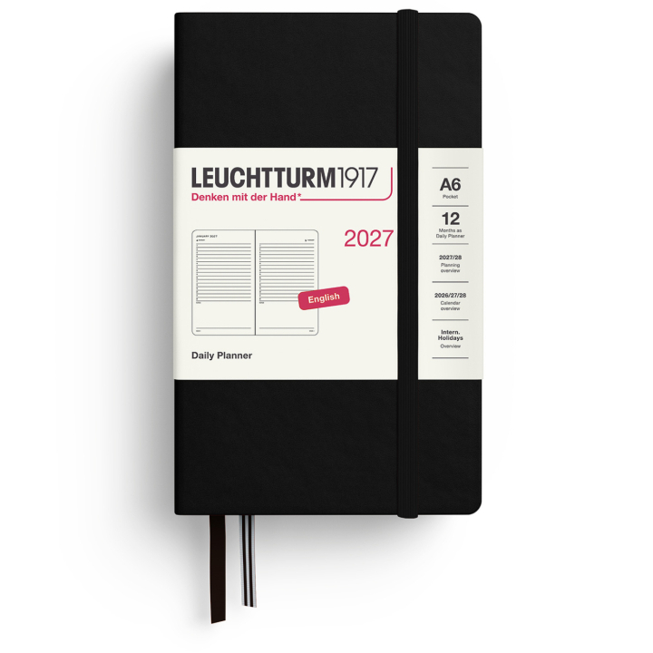 Kalender Daily Planner 2027 A6 Black in de groep Papier & Blokken / Kalenders en agenda's / 12 maanden agenda's bij Voorcrea (137533)