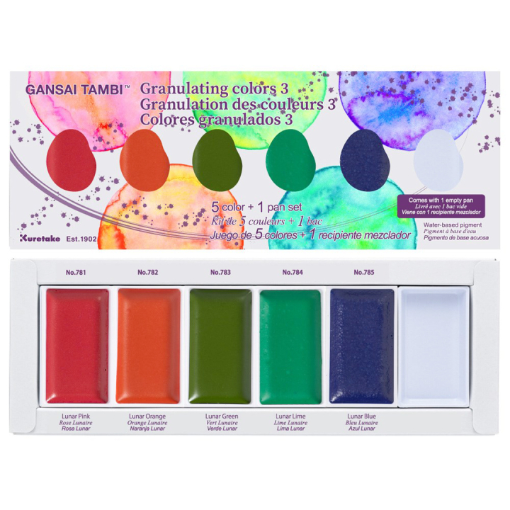Gansai Tambi Aquarel 5-set Granulating Colors 3 in de groep Kunstenaarsmateriaal / Kunstenaarsverf / Aquarelverf / Aquarelverf in napje bij Voorcrea (137569)