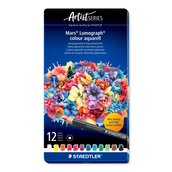 Aquarelpotloden Mars Lumograph 12-set in de groep Pennen / Kunstenaarspotloden en -stiften / Aquarelpotloden bij Voorcrea (137603)