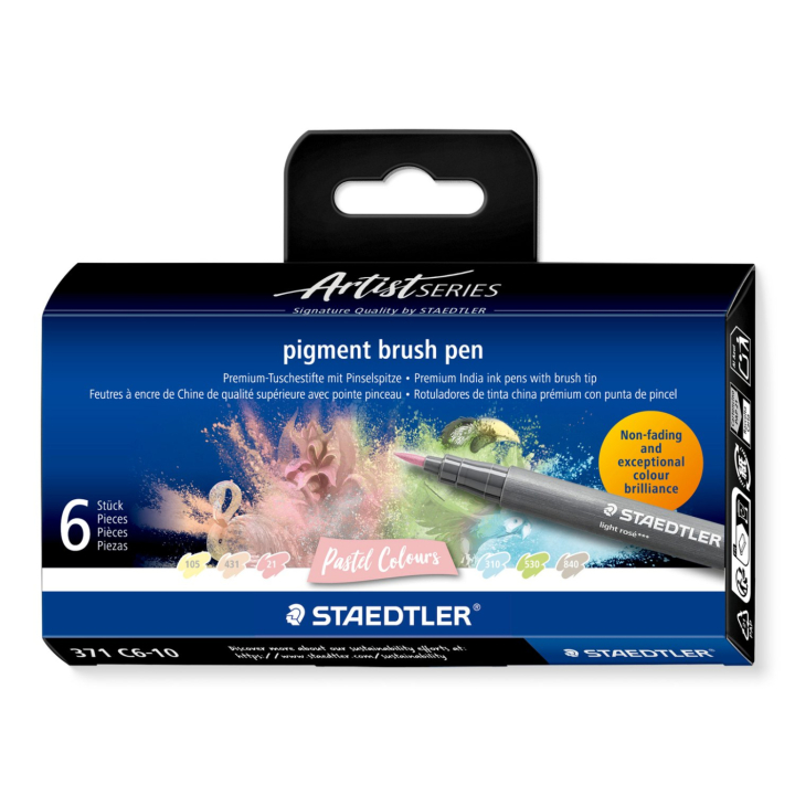 Pigment Arts Brush Pen 6-set Pastel in de groep Pennen / Kunstenaarspotloden en -stiften / Brushpennen bij Voorcrea (137611)