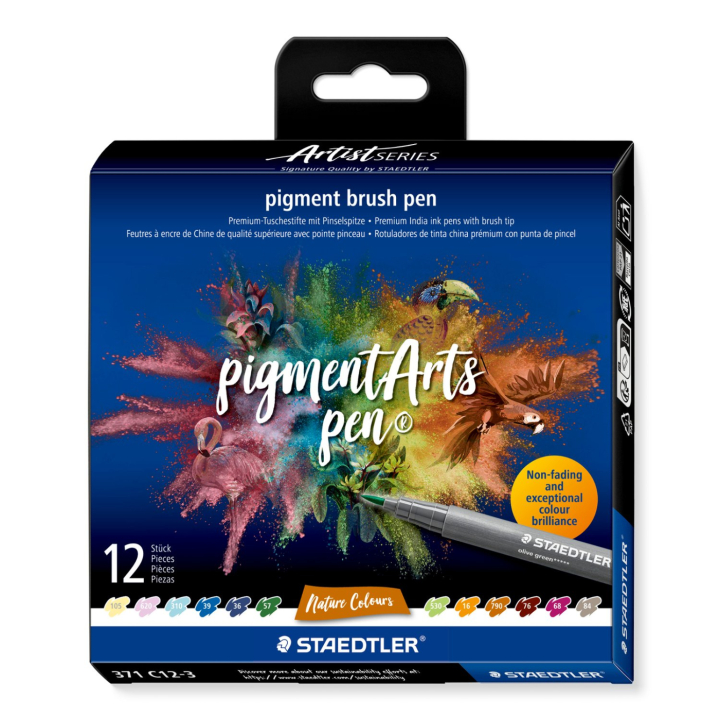 Pigment Arts Brush Pen 12-set Nature in de groep Pennen / Kunstenaarspotloden en -stiften / Brushpennen bij Voorcrea (137622)