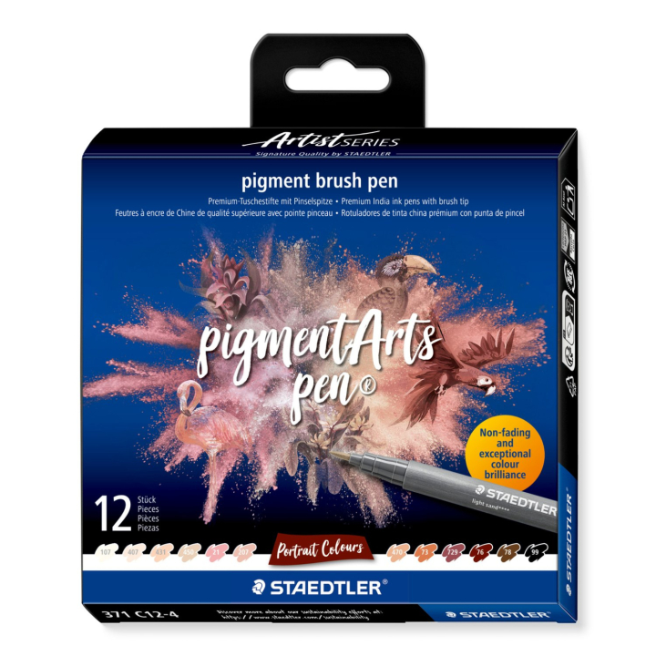 Pigment Arts Brush Pen 12-set Portrait in de groep Pennen / Kunstenaarspotloden en -stiften / Brushpennen bij Voorcrea (137623)